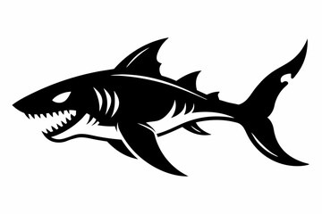 Obraz premium goblin shark line art silhouette vector illustration
