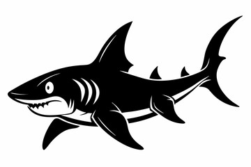 Obraz premium goblin shark line art silhouette vector illustration