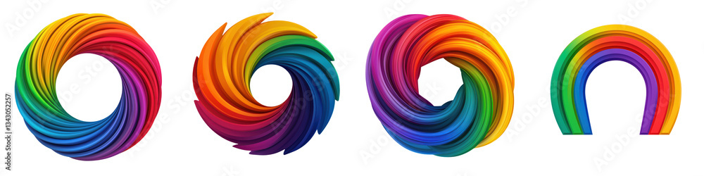 Poster vibrant and dynamic abstract spiral designs with mesmerizing rainbow color patterns
