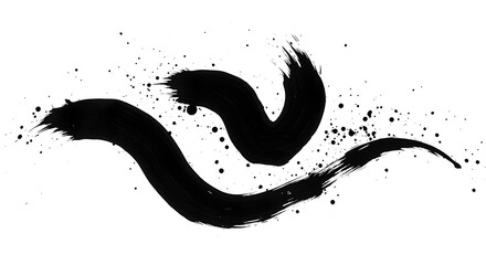 Modern black brushstrokes, hand-drawn in a set with curved and zigzag designs. The grunge smear collection includes wavy, doodle-style, freehand lines and abstract ink doodles, all created by hand