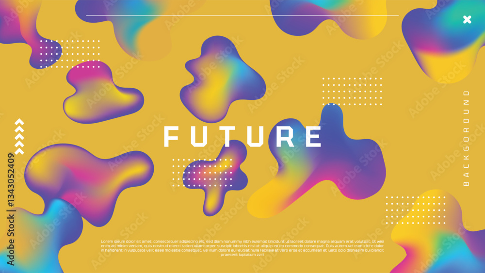 Poster modern realistic dynamic liquid neon effect background design