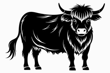 Obraz premium highland cow line art silhouette vector illustration