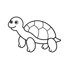 cute cartoon tortoise line art vector art illustration