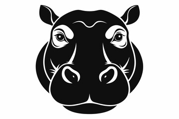 hippopotamus head line art silhouette vector illustration