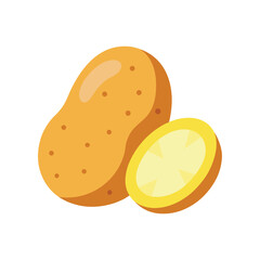 potato and slice colorful vector art illustration