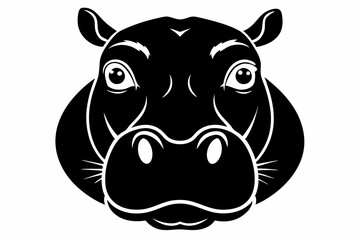 hippopotamus head line art silhouette vector illustration