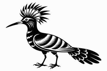 hoopoe bird line art silhouette vector illustration