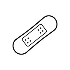 single small beige adhesive bandage line art vector illustration