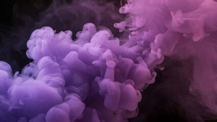 Background artwork showcasing an abstraction of lilac smoke clouds in vibrant colors