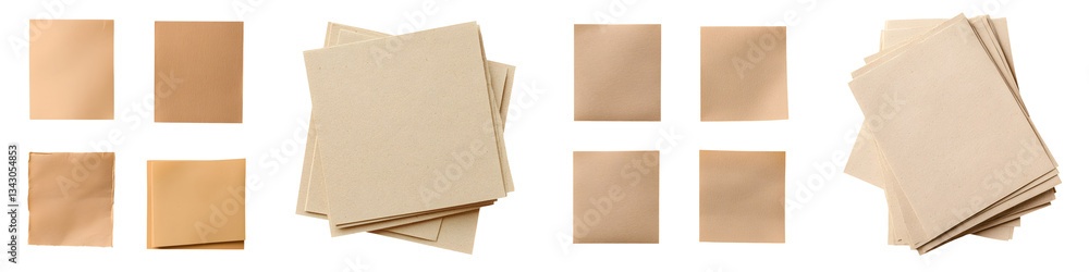Aufkleber neatly arranged stacks of blank beige and brown paper sheets or documents on a plain background suit