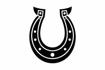 horse shoe line art silhouette vector illustration