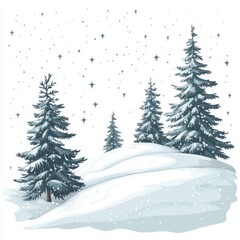 Obraz premium Snowy Winter Wonderland: Serene Snow-Covered Pine Trees