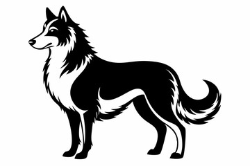 lassie dog line art silhouette vector illustration