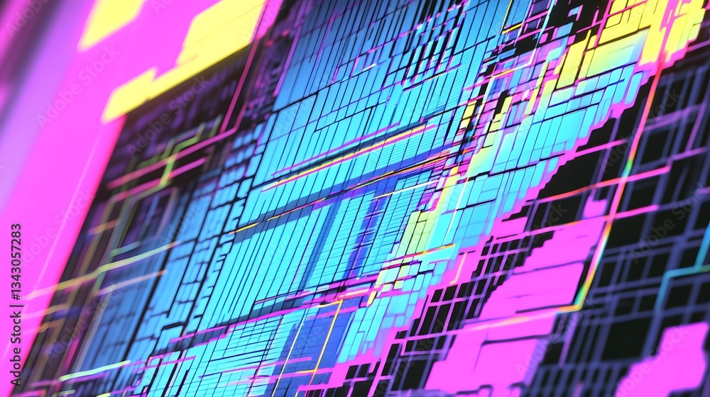 Poster a close up abstract view of a technological circuit board