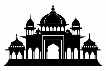 mandir line art silhouette vector illustration