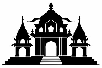 mandir line art silhouette vector illustration