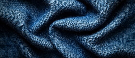 Fototapeta premium Textured Deep Blue Burlap Fabric Background