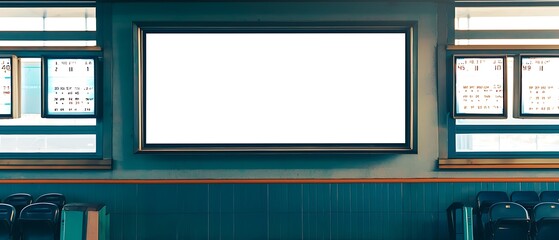 Blank Scoreboard at a Sports Arena Interior with Seating and Display Boards