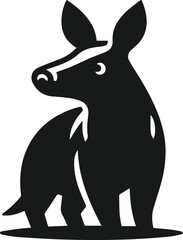Aardvark standing still with ears perked up animal silhouette vector