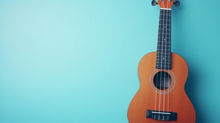 Obraz premium Music Brown Ukulele Perspective Right Space Pastel