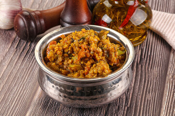 Vegan garnish - lentil with vegetables