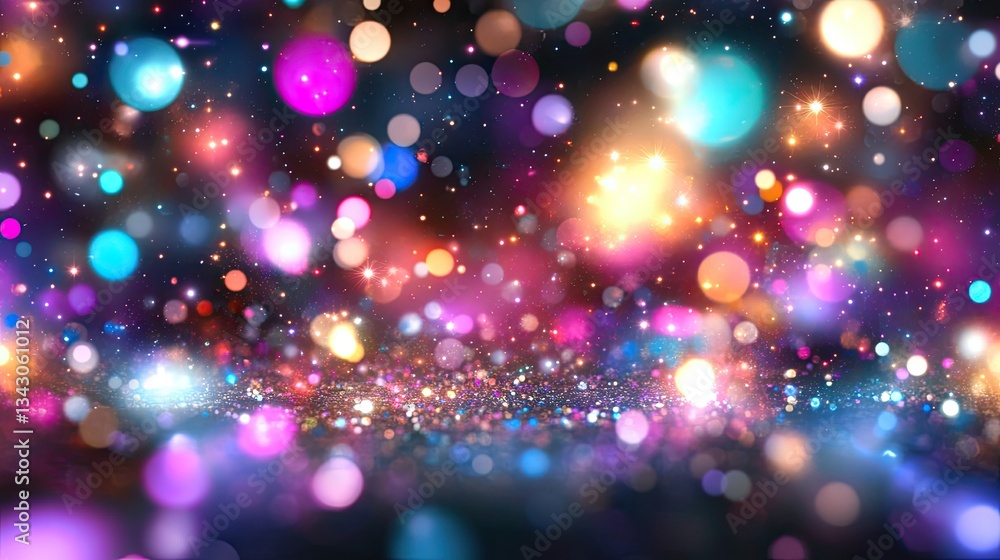 Poster colorful bokeh background with shimmering lights and sparkles