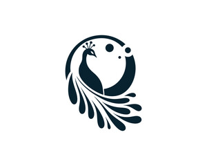 Peacock logo design icon symbol vector illustration. Peacock bird vector template.