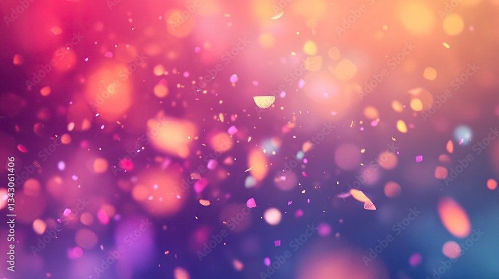 Poster colorful abstract background with bokeh and floating petals