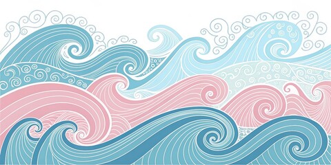 Dynamic ocean waves illustration seaside digital art calm environment aerial view nature's fluidity and beauty