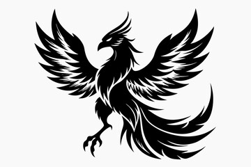 phoenix bird line art silhouette vector illustration
