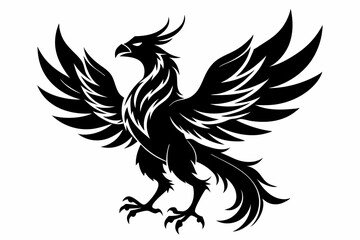 Obraz premium phoenix bird line art silhouette vector illustration