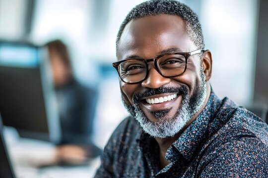 Happy Senior African American Businessman Smiling