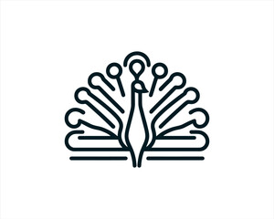 Peacock logo design icon symbol vector illustration. Peacock bird vector template.