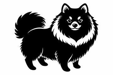 pomeranian line art silhouette vector illustration