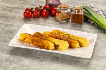 Crispy breaded mozarella cheese sticks