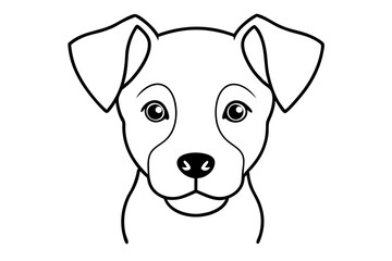 puppy head line art silhouette vector illustration