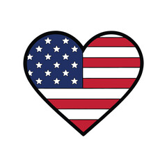 Vector art illustration of a heart shape filled with the American flag.eps