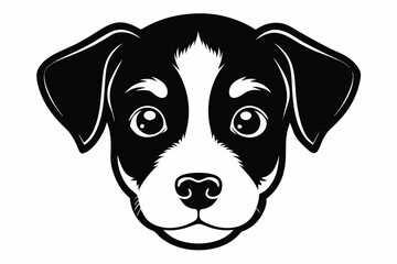 puppy head line art silhouette vector illustration