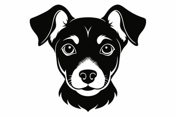 puppy head line art silhouette vector illustration