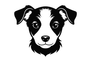 puppy head line art silhouette vector illustration