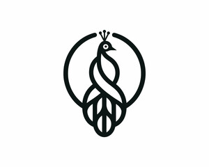 Peacock logo design icon symbol vector illustration. Peacock bird vector template.