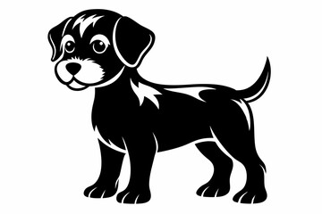 puppy line art silhouette vector illustration