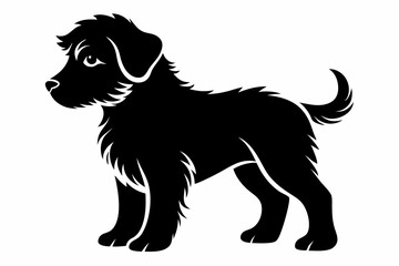 puppy line art silhouette vector illustration
