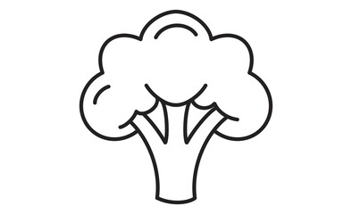シンプルなブロッコリーの線画イラストアイコン