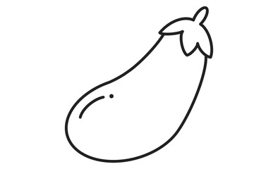 シンプルな茄子の線画イラストアイコン