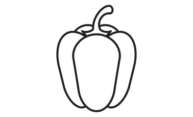 シンプルなピーマンの線画イラストアイコン