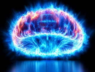 Fiery Brainwave Energy Burst for Dark Background.