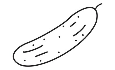 シンプルなきゅうりの線画イラストアイコン