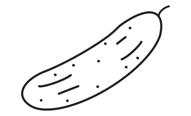 シンプルなきゅうりの線画イラストアイコン
