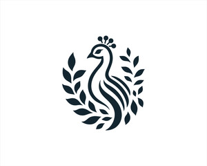 Peacock logo design icon symbol vector illustration. Peacock bird vector template.